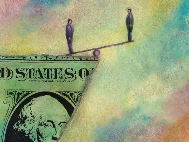 teetering on a dollar